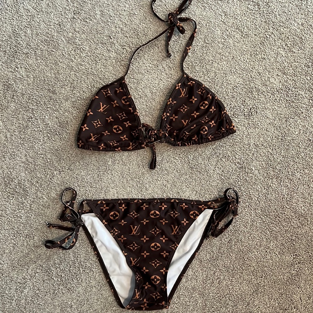 Two tone brown bikini